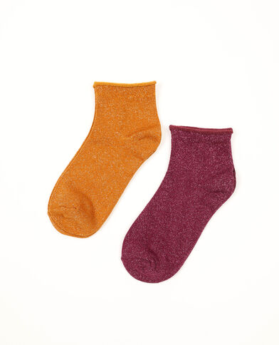 Lot de 2 paires de chaussettes lurex orange - Pimkie
