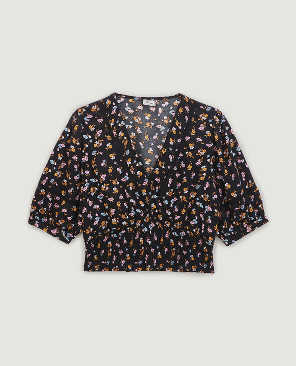 Blouse courte avec dentelle noir - Pimkie