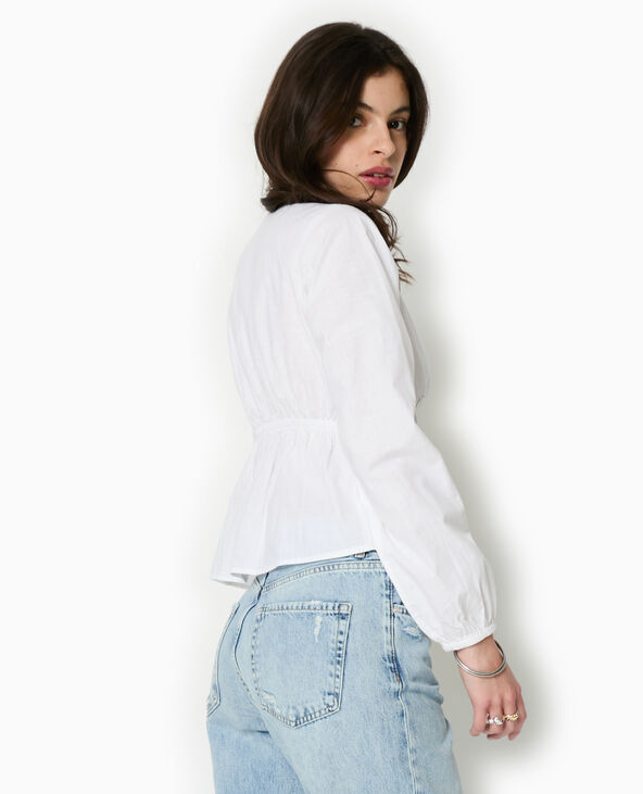 Blouse brodée manches longues blanc - Pimkie