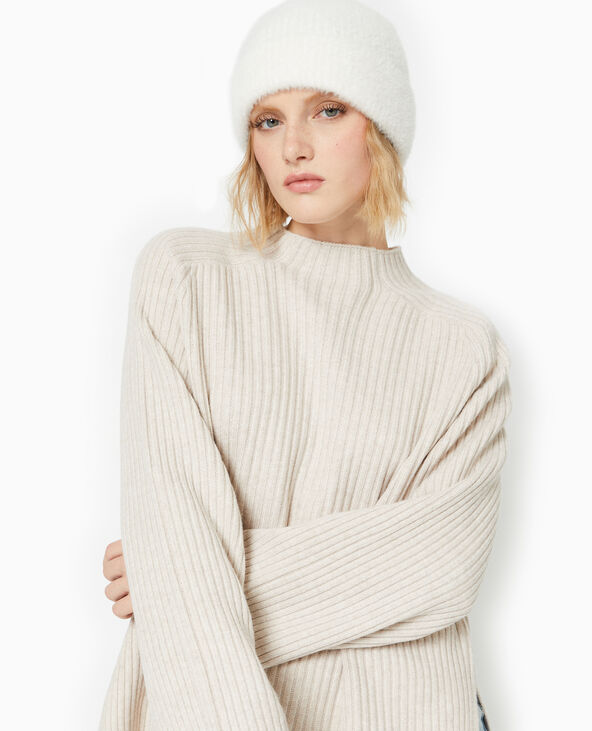 Pull oversize en maille côtelée beige - Pimkie