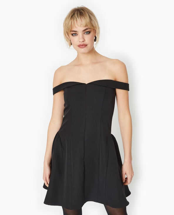Robe courte encolure Bardot noir - Pimkie