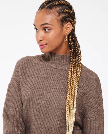 Robe courte en maille avec col montant taupe - Pimkie