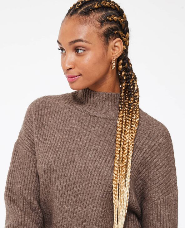 Robe courte en maille avec col montant taupe - Pimkie