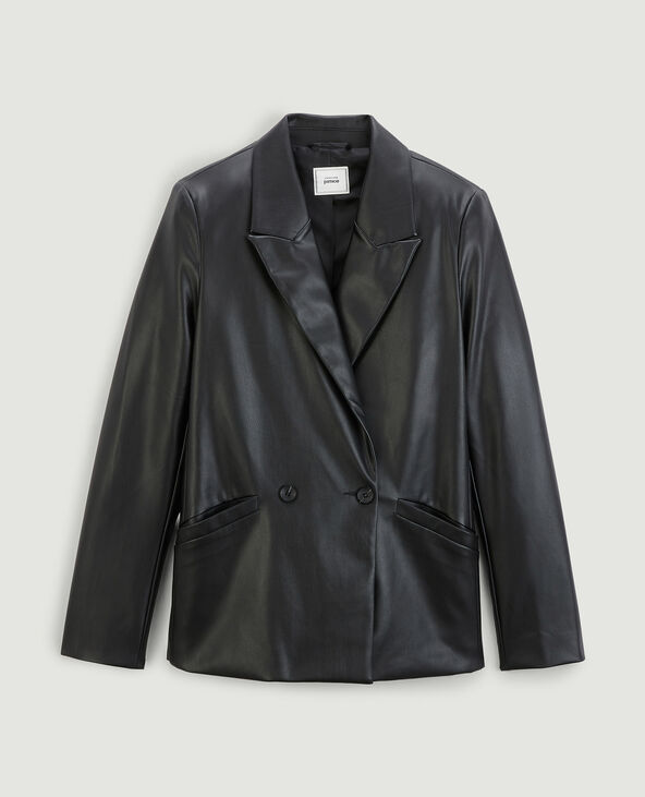 Veste blazer en simili cuir noir - Pimkie