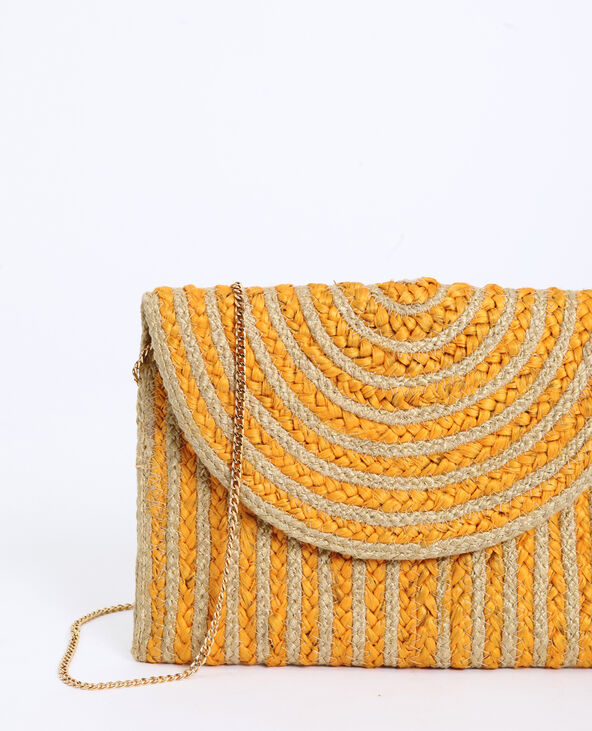 Sac pochette en paille jaune - Pimkie