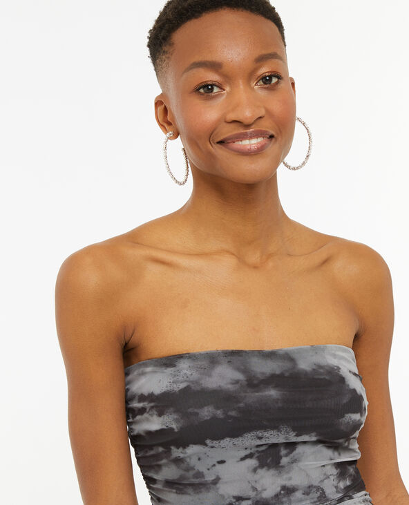 Top bustier en tulle effet marbré gris - Pimkie