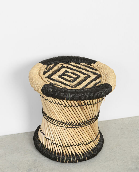 Petit tabouret tressé en bambou noir - Pimkie