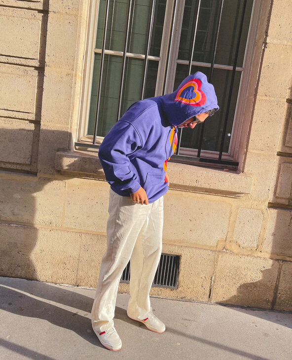 Sweat à capuche imprimé vagues multicolores violet - Pimkie