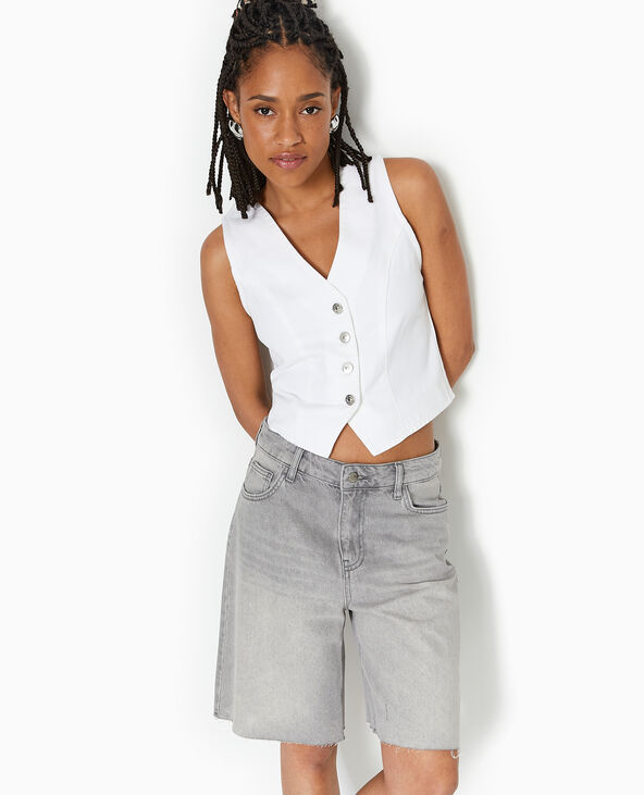 Gilet barman en jean avec boutons métalliques blanc - Pimkie