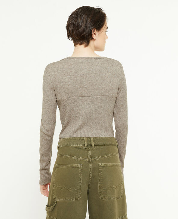 Top manches longues effet corset taupe - Pimkie