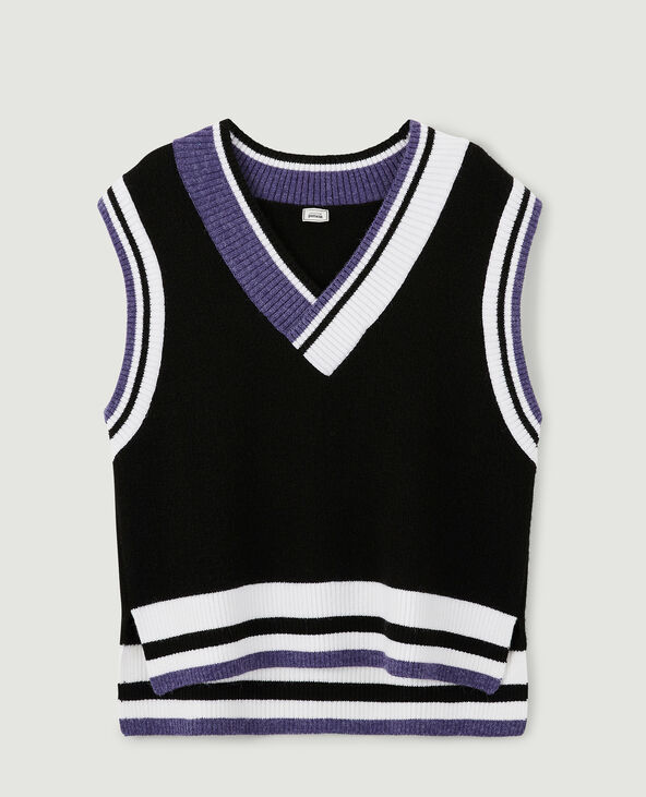 Pull sans manches motif inscription noir - Pimkie