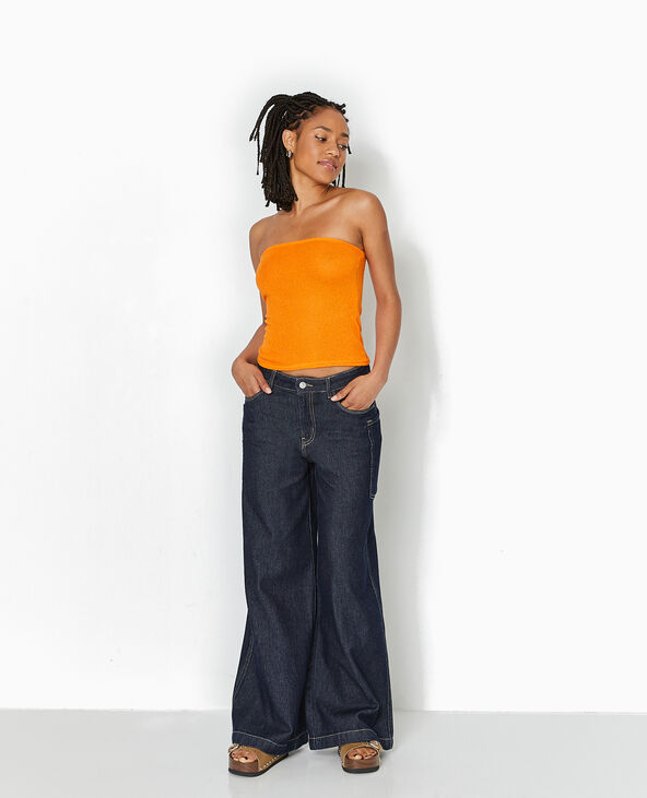 Top bustier bandeau en maille orange - Pimkie