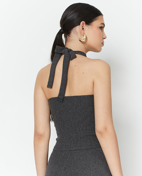 Top dos-nu en maille reliéfée noir - Pimkie