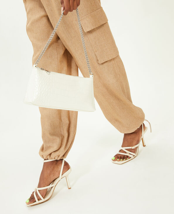 Sac pochette effet croco verni blanc - Pimkie