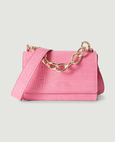 Sac effet croco à grosse chaine rose fluo - Pimkie