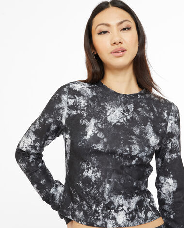 Top manches longues motif marbre noir - Pimkie