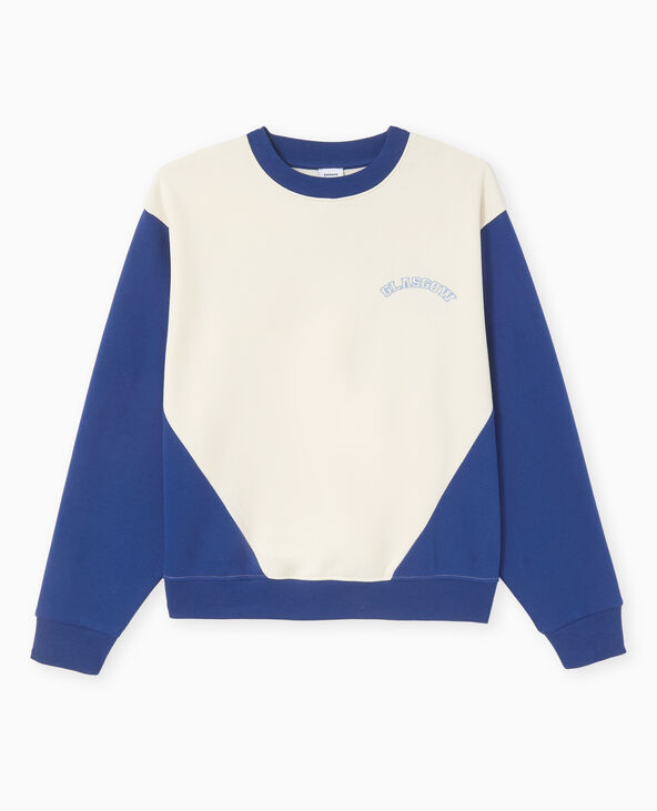 Sweat bicolore avec broderie poitrine et dos bleu marine - Pimkie