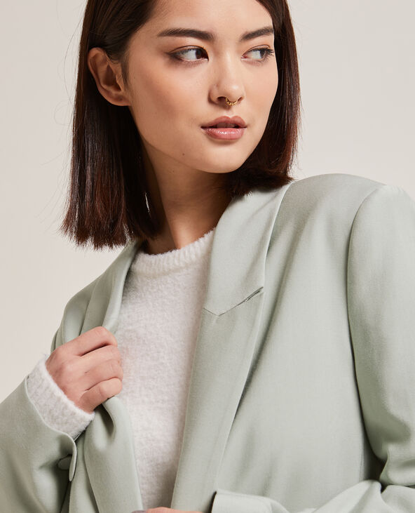 Veste blazer oversize en toile fluide vert - Pimkie
