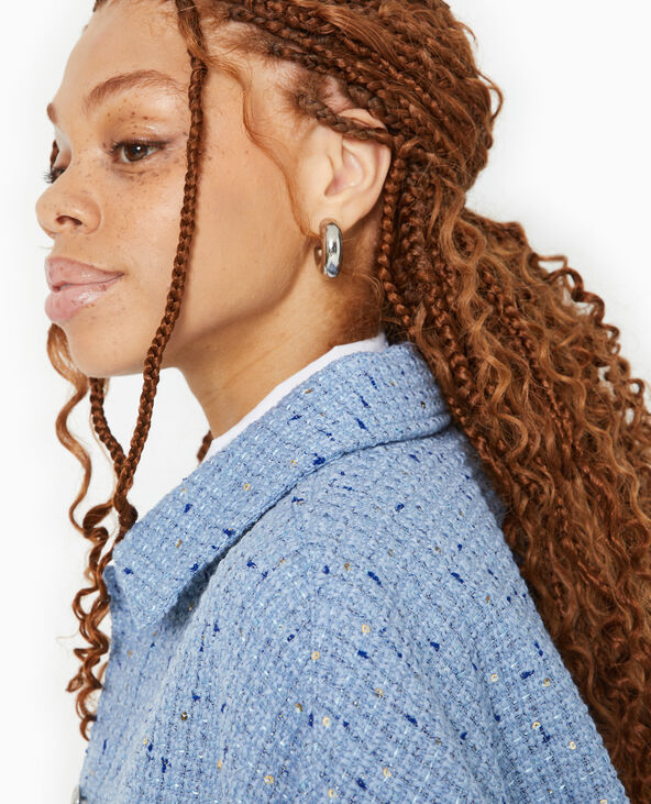 Veste droite en tweed bleu - Pimkie