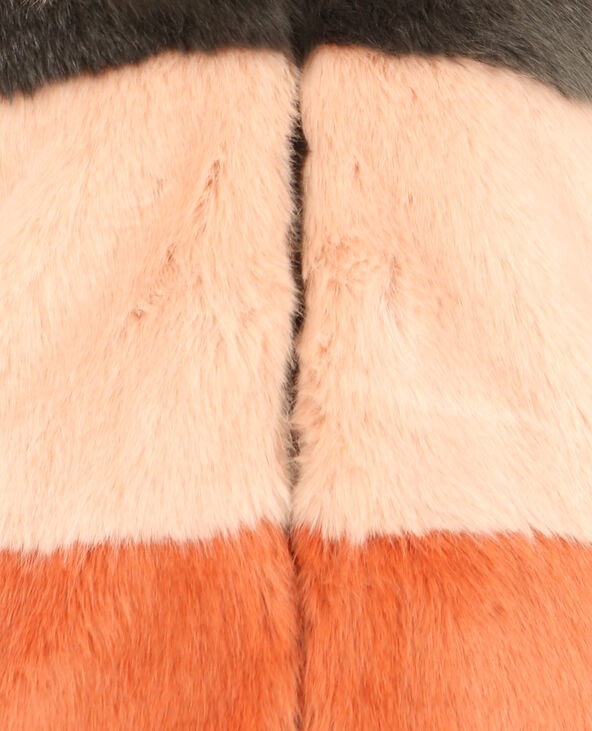 Manteau en fausse fourrure tricolore gris foncé - Pimkie