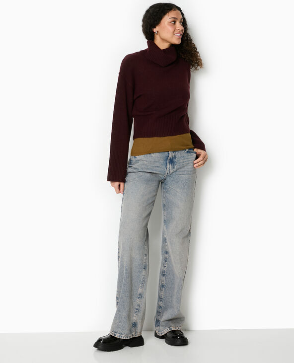 Pull col boule avec manches larges bordeaux - Pimkie