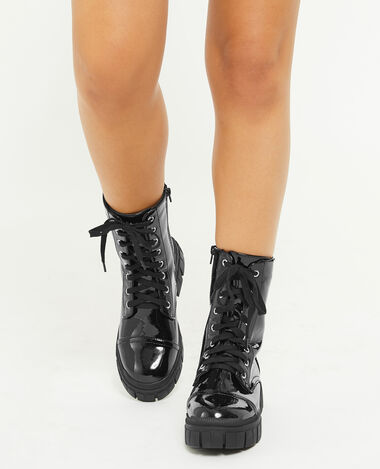 Bottines à lacets semelles chunky noir - Pimkie