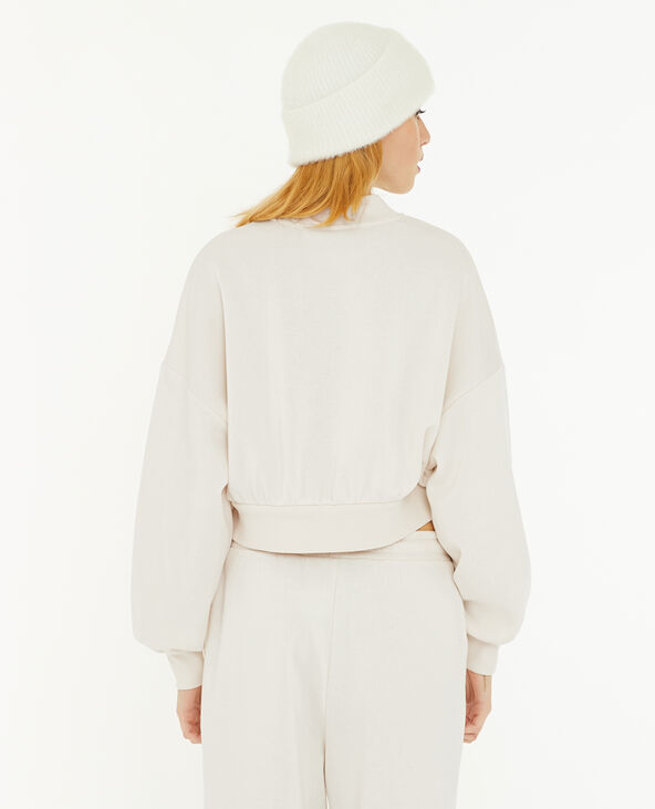 Sweat court avec col montant blanc - Pimkie