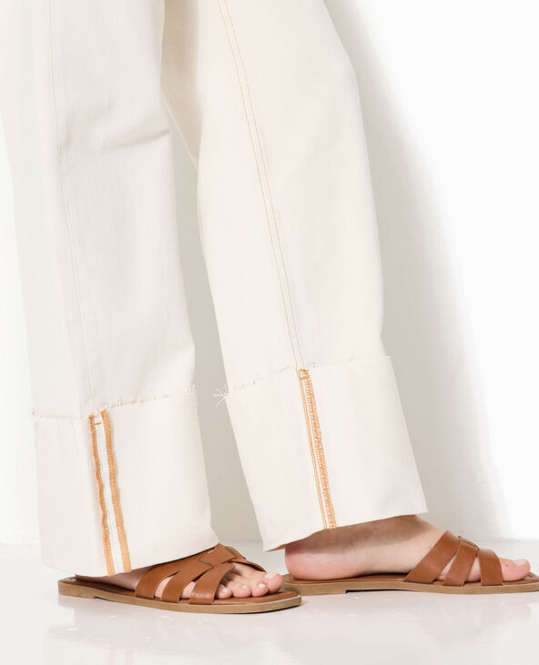 Jean droit taille regular avec revers blanc - Pimkie