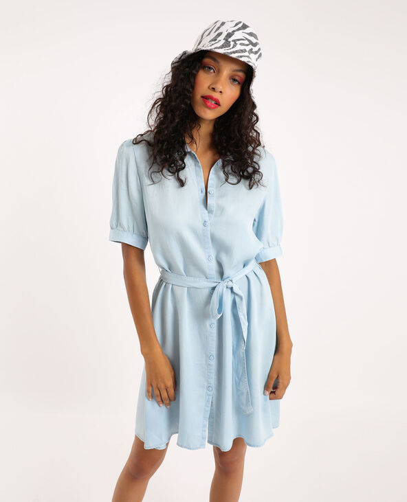 Robe chemisier tencel bleu clair - Pimkie