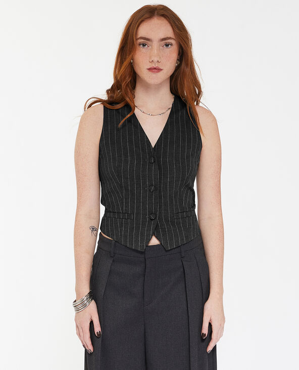 Gilet de barman avec rayures banquier gris - Pimkie