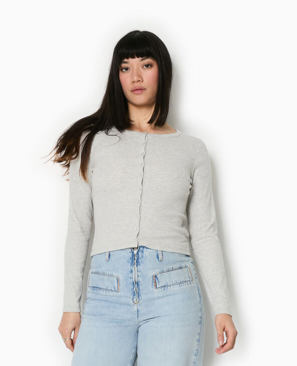 T-shirt gilet en maille côtelée gris chiné - Pimkie