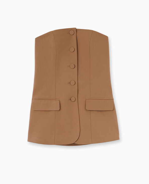 Top bustier boutonné marron - Pimkie