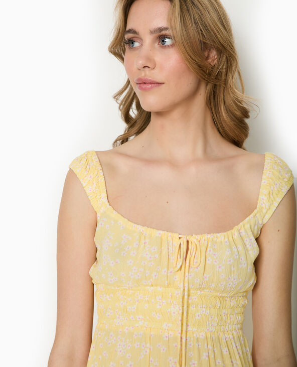 Robe bretelles encolure empire Jaune pâle - Pimkie