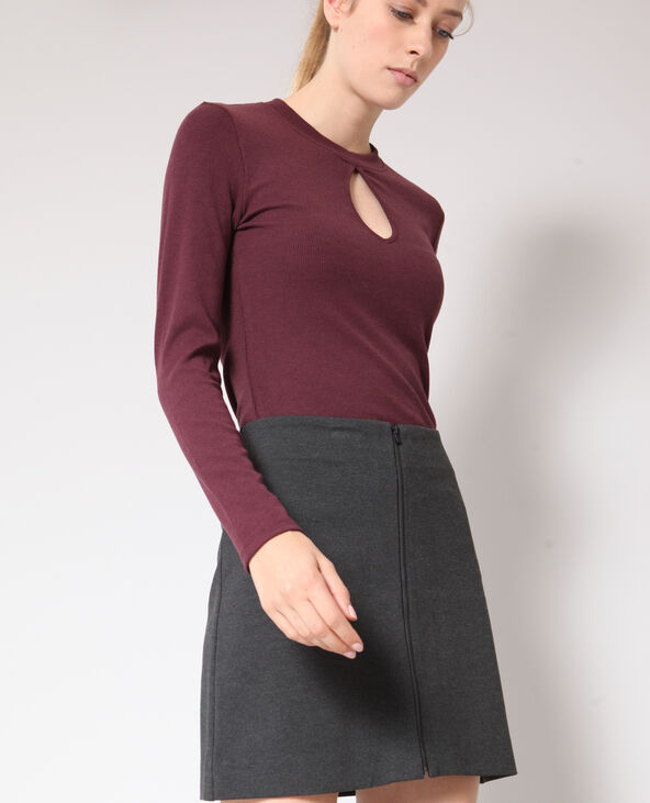 T-shirt ouvert bordeaux - Pimkie