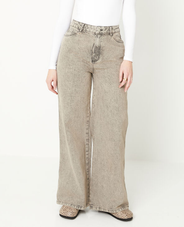 Jean wide taille haute marron chiné - Pimkie