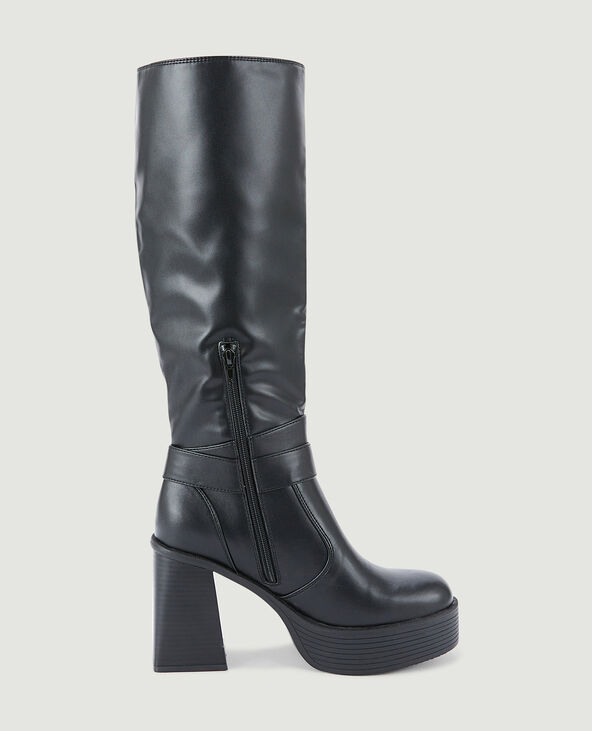 Bottes à talon avec bride et boucle noir - Pimkie
