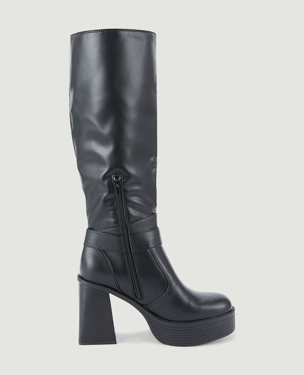 Bottes à talon avec bride et boucle noir - Pimkie