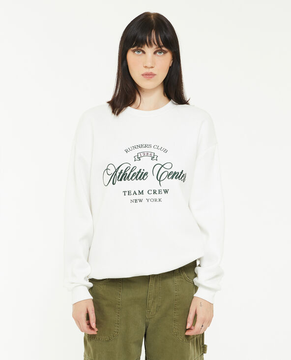 Sweat oversize brodé blanc - Pimkie