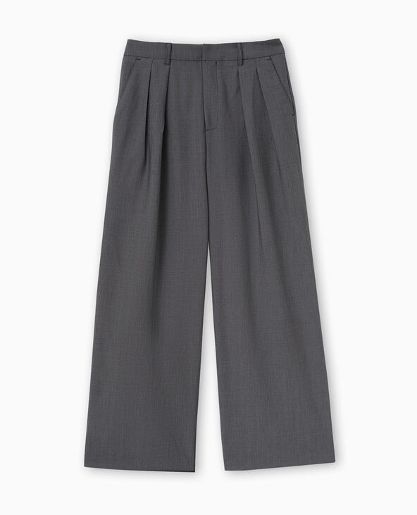Pantalon droit et large avec pinces gris foncé - Pimkie