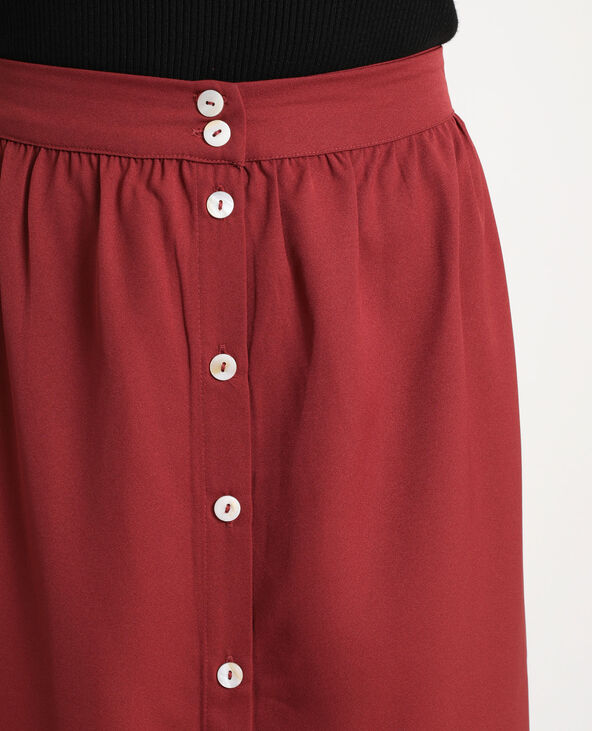 Jupe longue boutonnée bordeaux - Pimkie