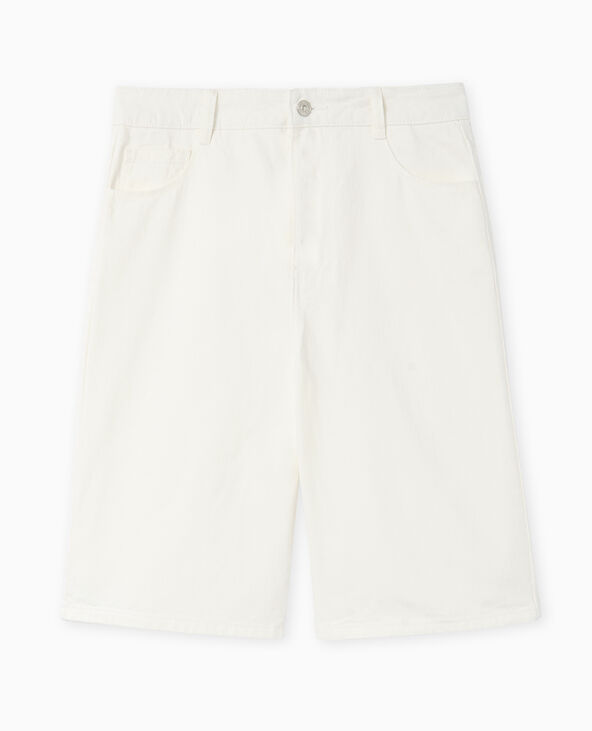 Bermuda large en jean taille standard blanc - Pimkie
