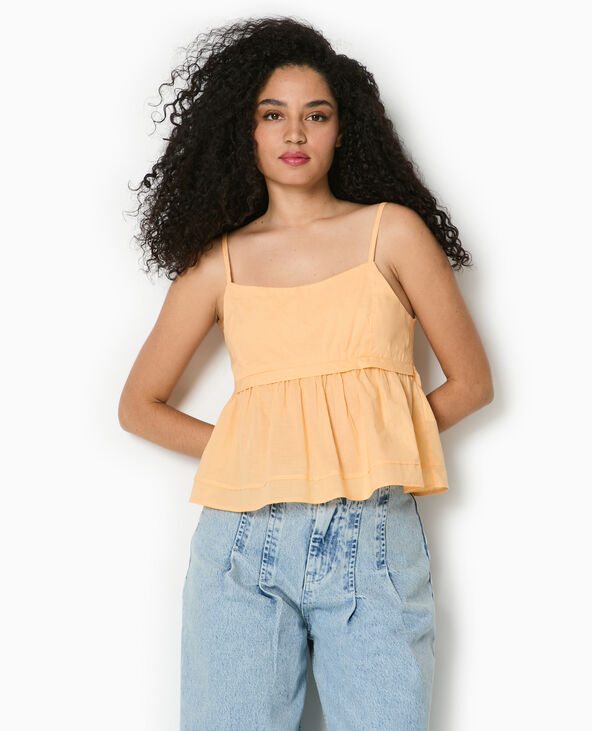 Top à bretelles avec volant orange - Pimkie