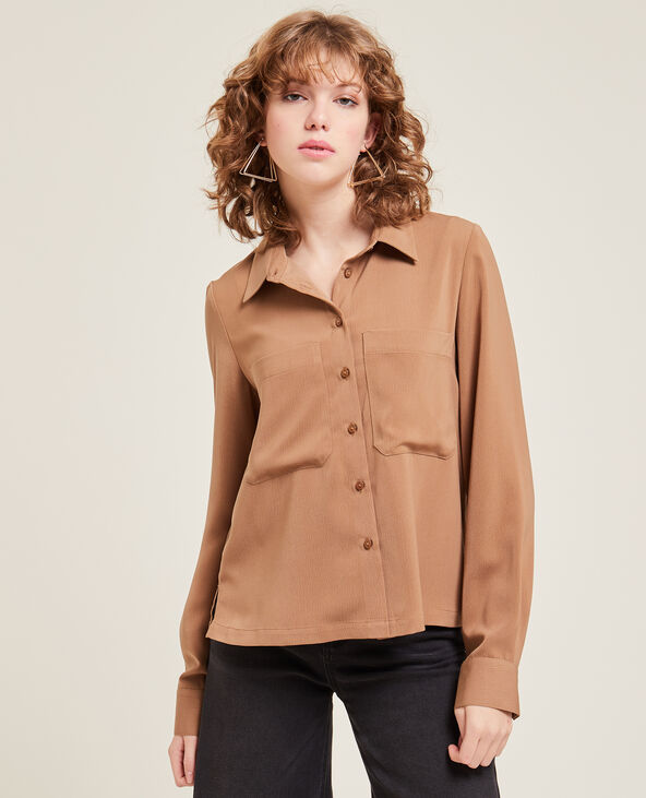 Chemise fluide manches longues marron - Pimkie