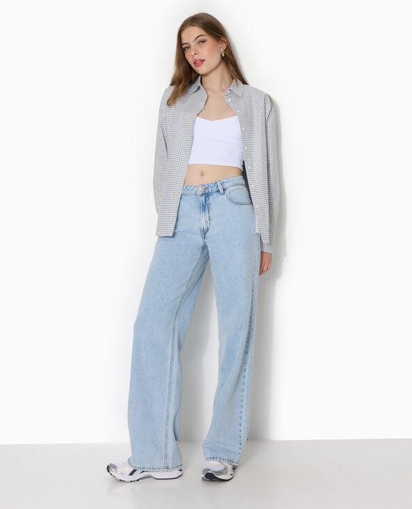Chemise ample et droite à carreaux bleu - Pimkie