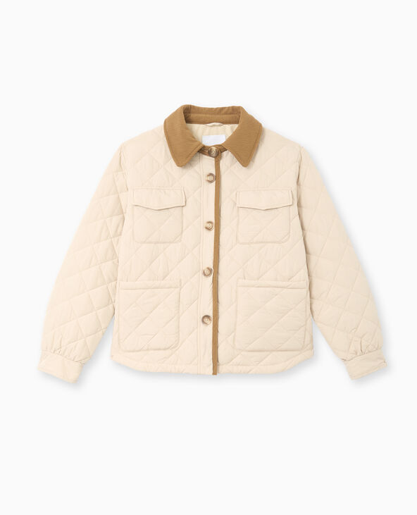 Manteau court matelassé avec col velours écru - Pimkie