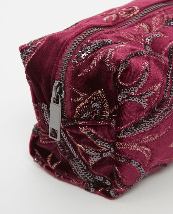 Trousse de maquillage brodée bordeaux - Pimkie