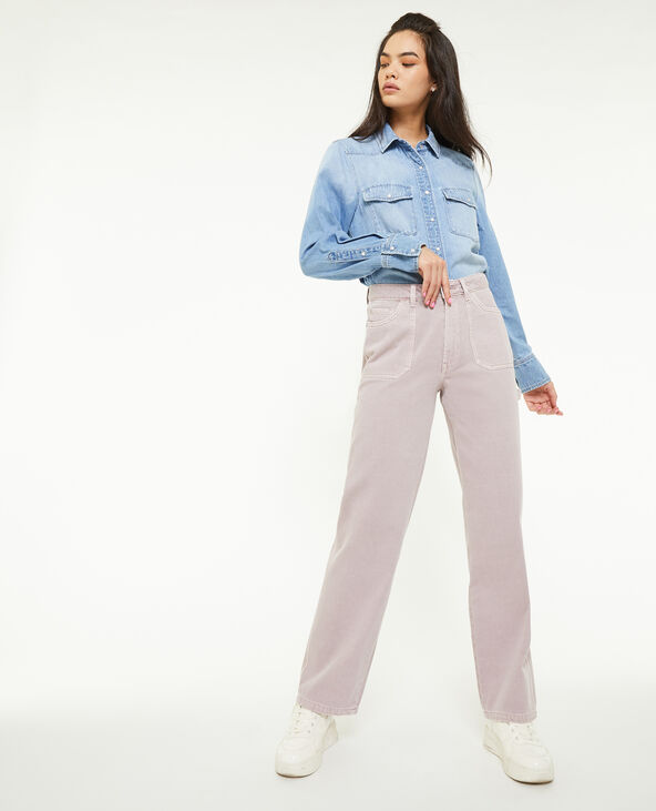 Jean droit taille haute poches devant lilas - Pimkie