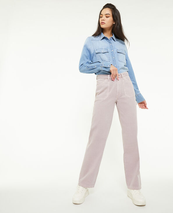 Jean droit taille haute poches devant lilas - Pimkie