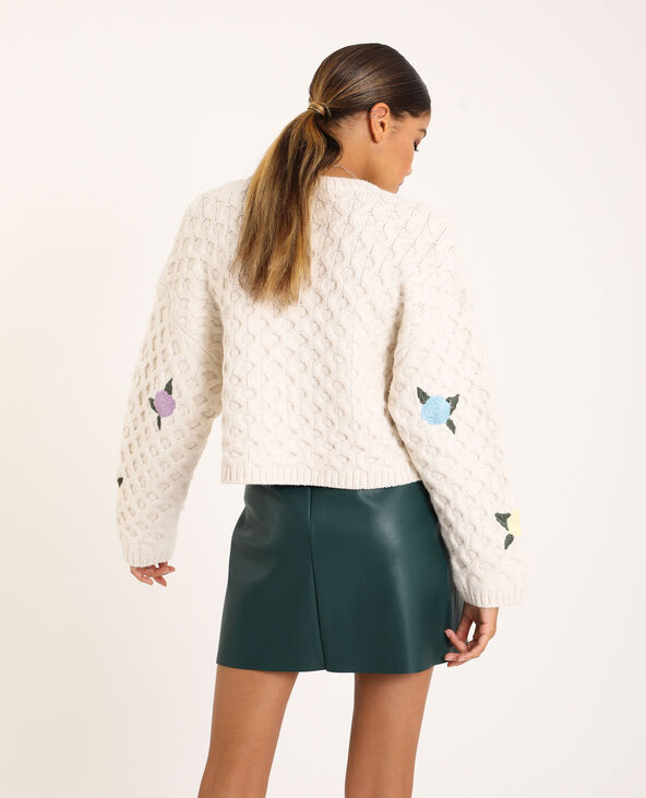 Pull brodé blanc - Pimkie