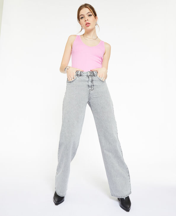 Jean wide taille haute gris clair - Pimkie